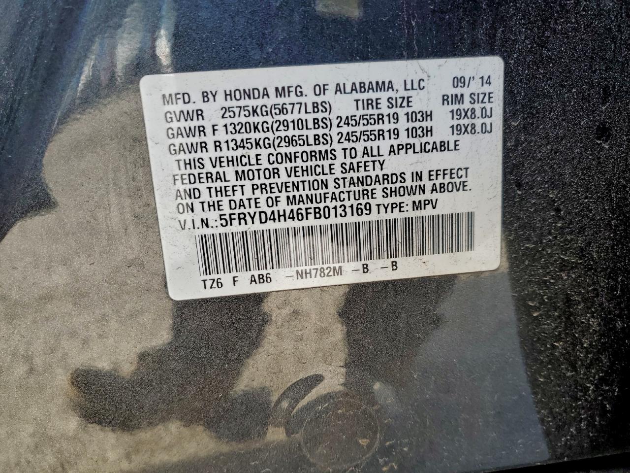 2015 Acura Mdx Technology VIN: 5FRYD4H46FB013169 Lot: 96205805