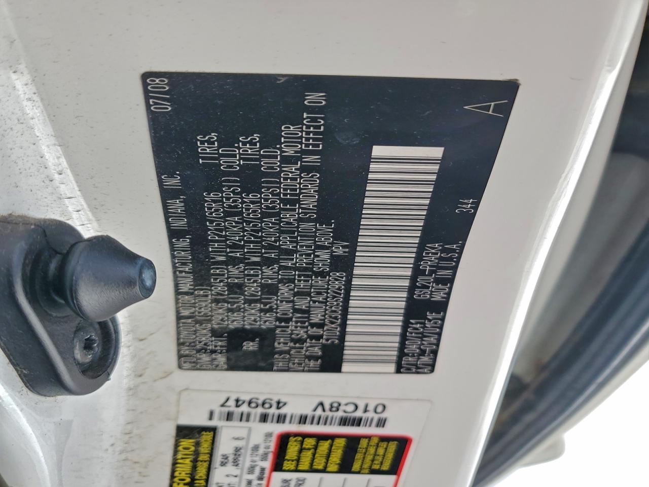 2009 Toyota Sienna Ce VIN: 5TDZK23C69S229828 Lot: 94249145