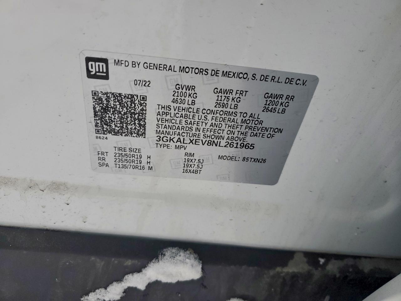 2022 GMC Terrain Denali VIN: 3GKALXEV8NL261965 Lot: 94925555