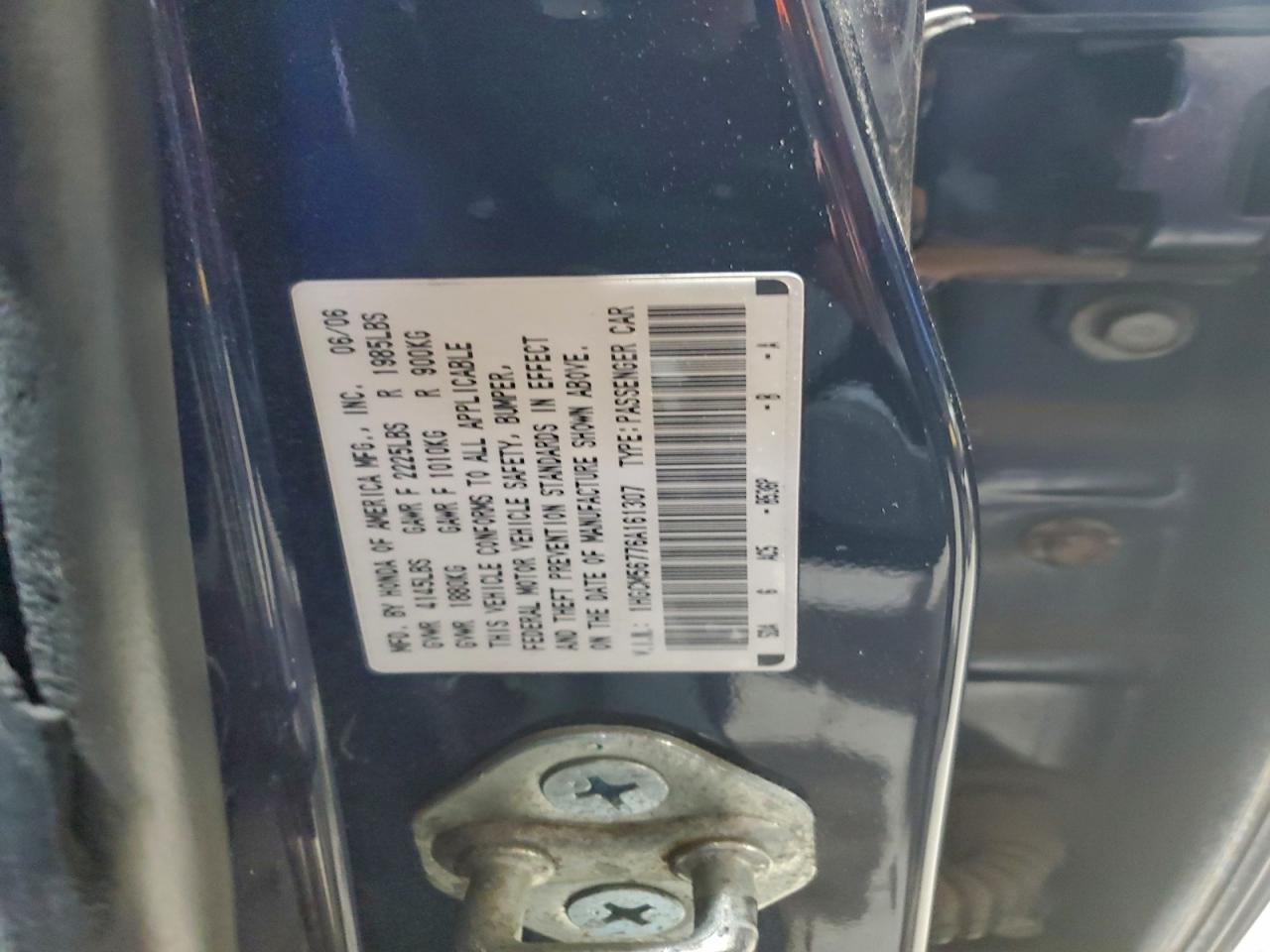 2006 Honda Accord Ex VIN: 1HGCM56776A161307 Lot: 96979265