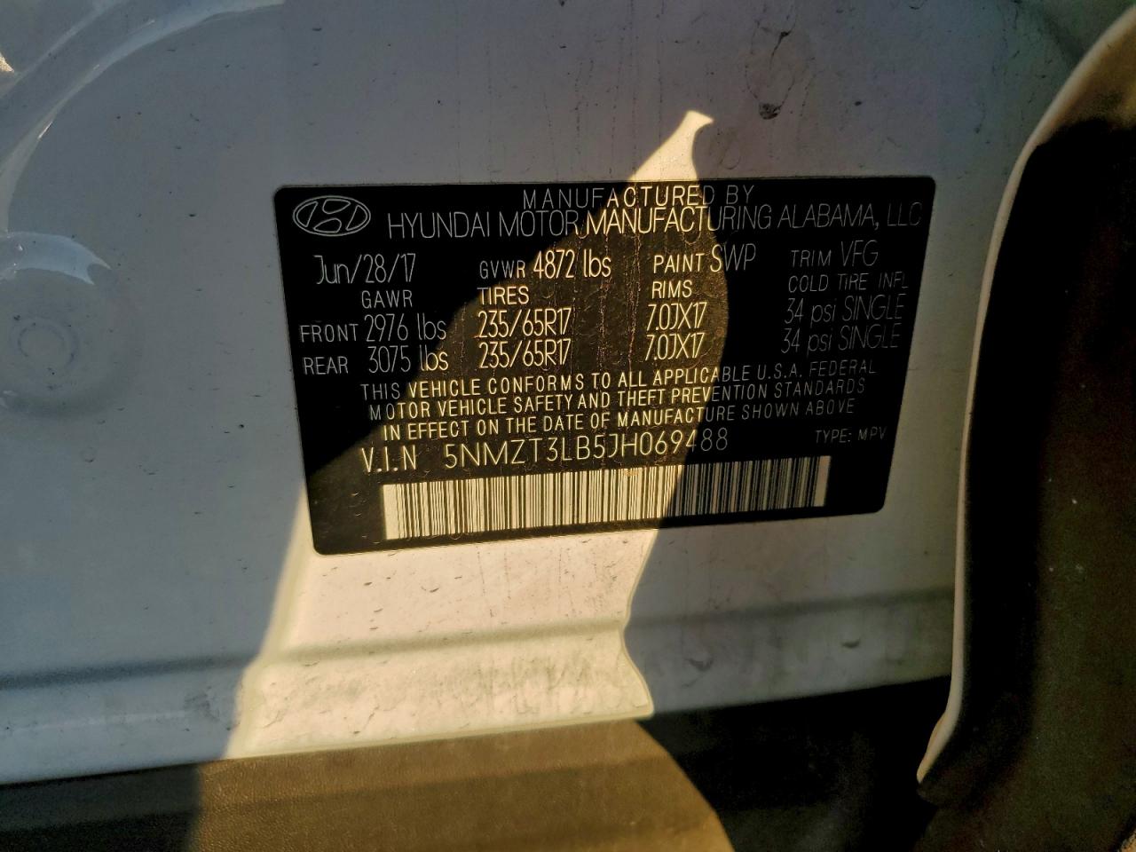 2018 Hyundai Santa Fe Sport VIN: 5NMZT3LB5JH069488 Lot: 95008075