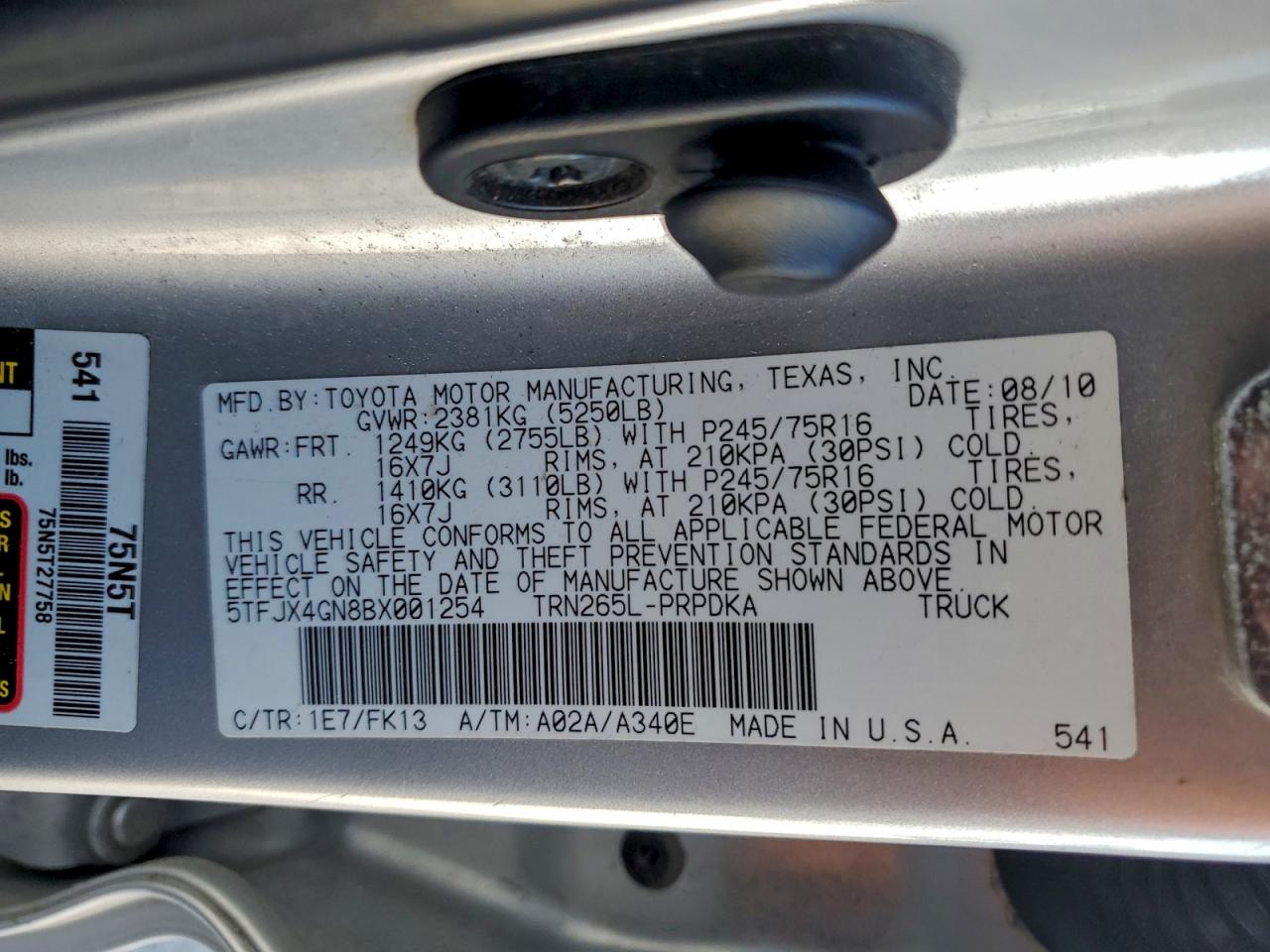 2011 Toyota Tacoma Double Cab VIN: 5TFJX4GN8BX001254 Lot: 96920885