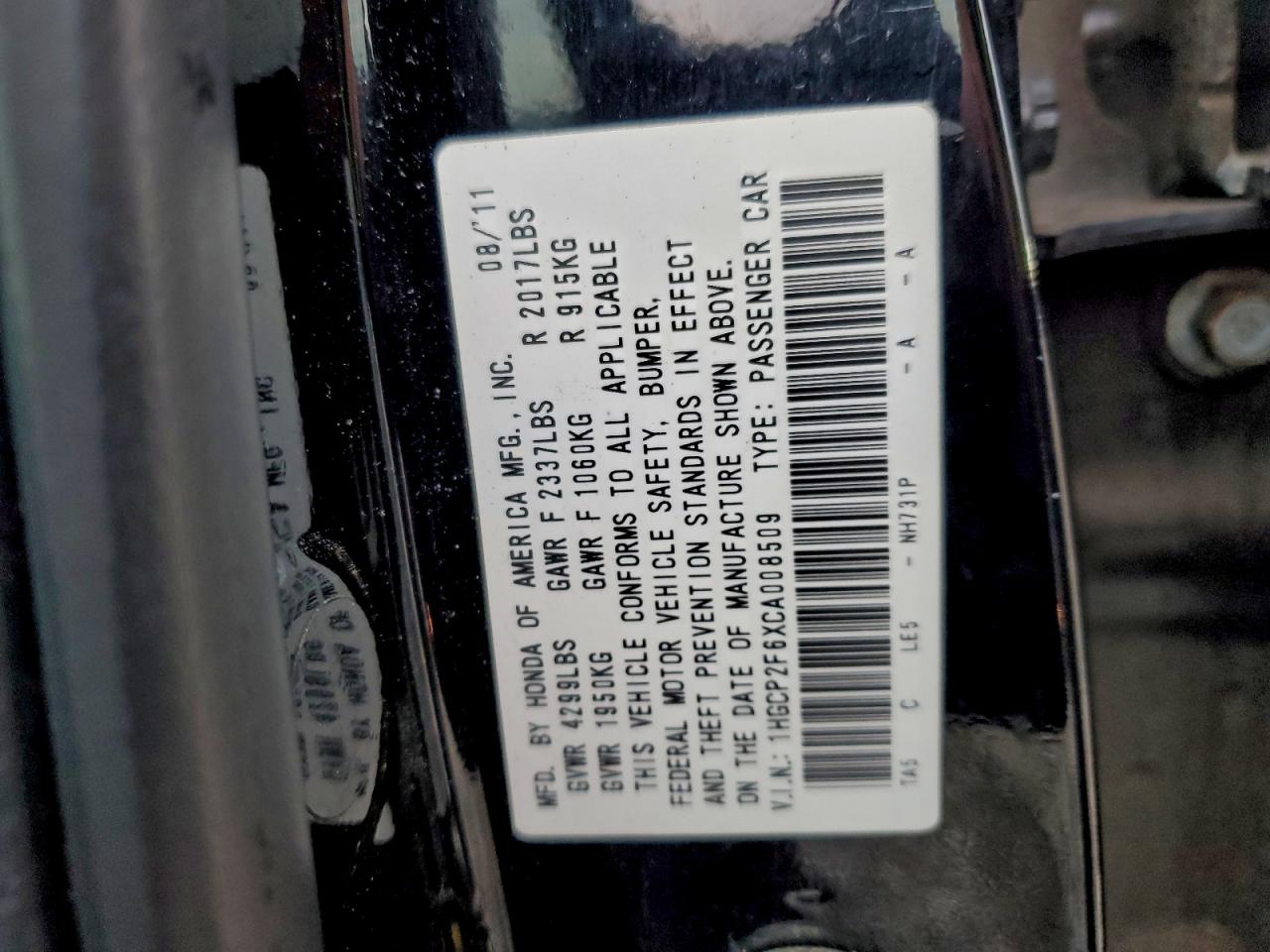 2012 Honda Accord Se VIN: 1HGCP2F6XCA008509 Lot: 94929065