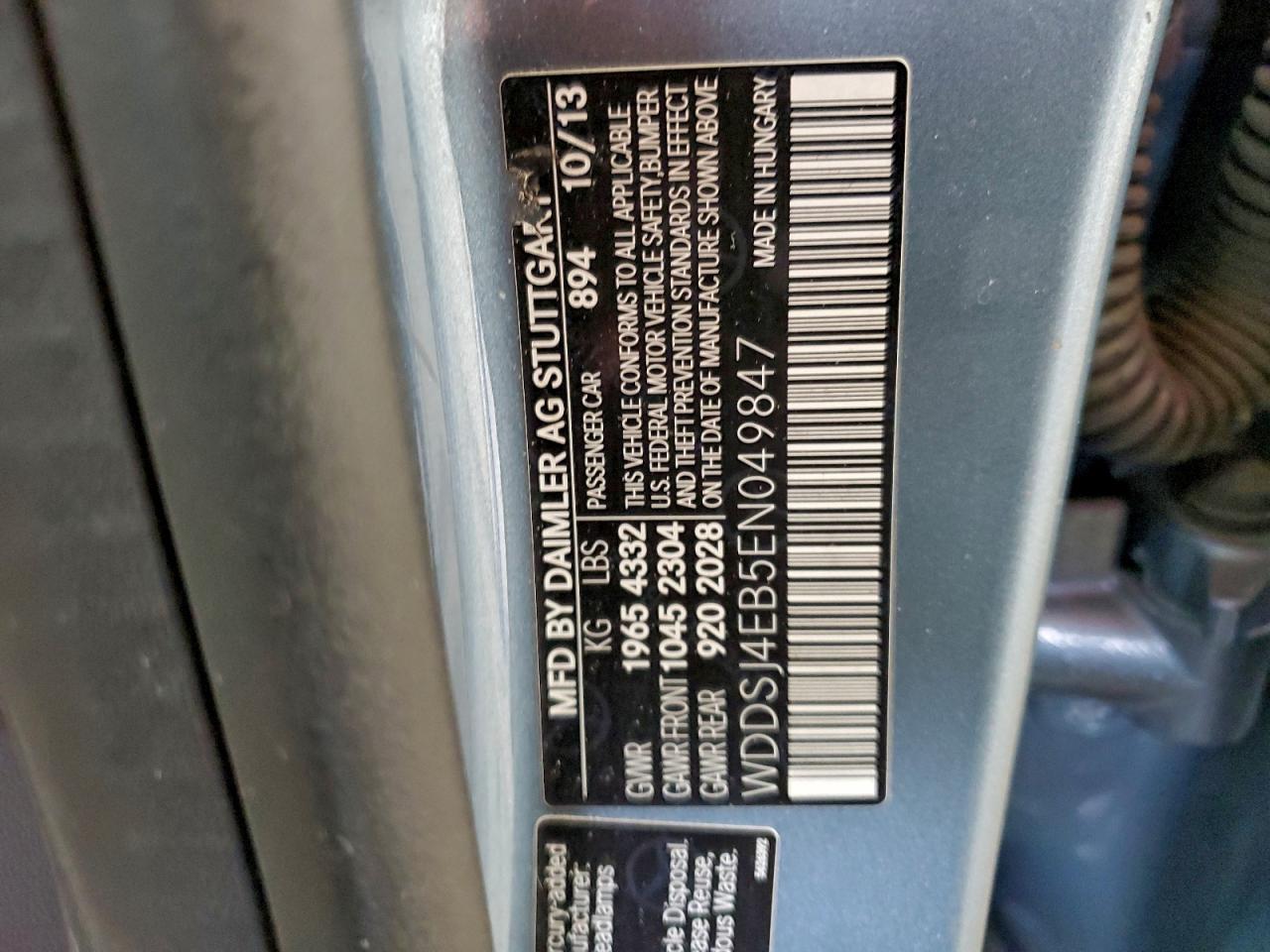 2014 Mercedes-Benz Cla 250 VIN: WDDSJ4EB5EN049847 Lot: 93938885