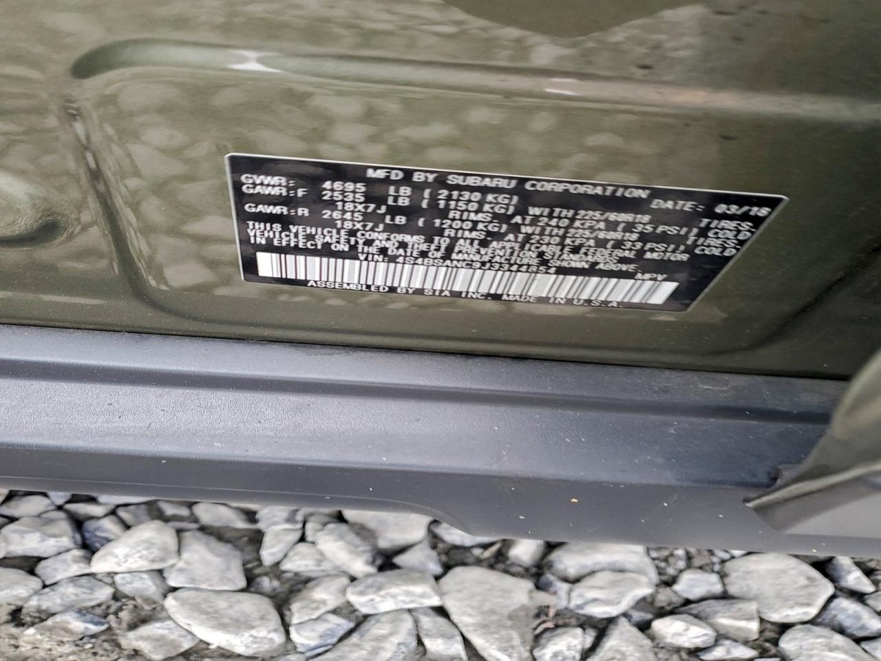 2018 Subaru Outback 2.5I Limited VIN: 4S4BSANC9J3344854 Lot: 93787605