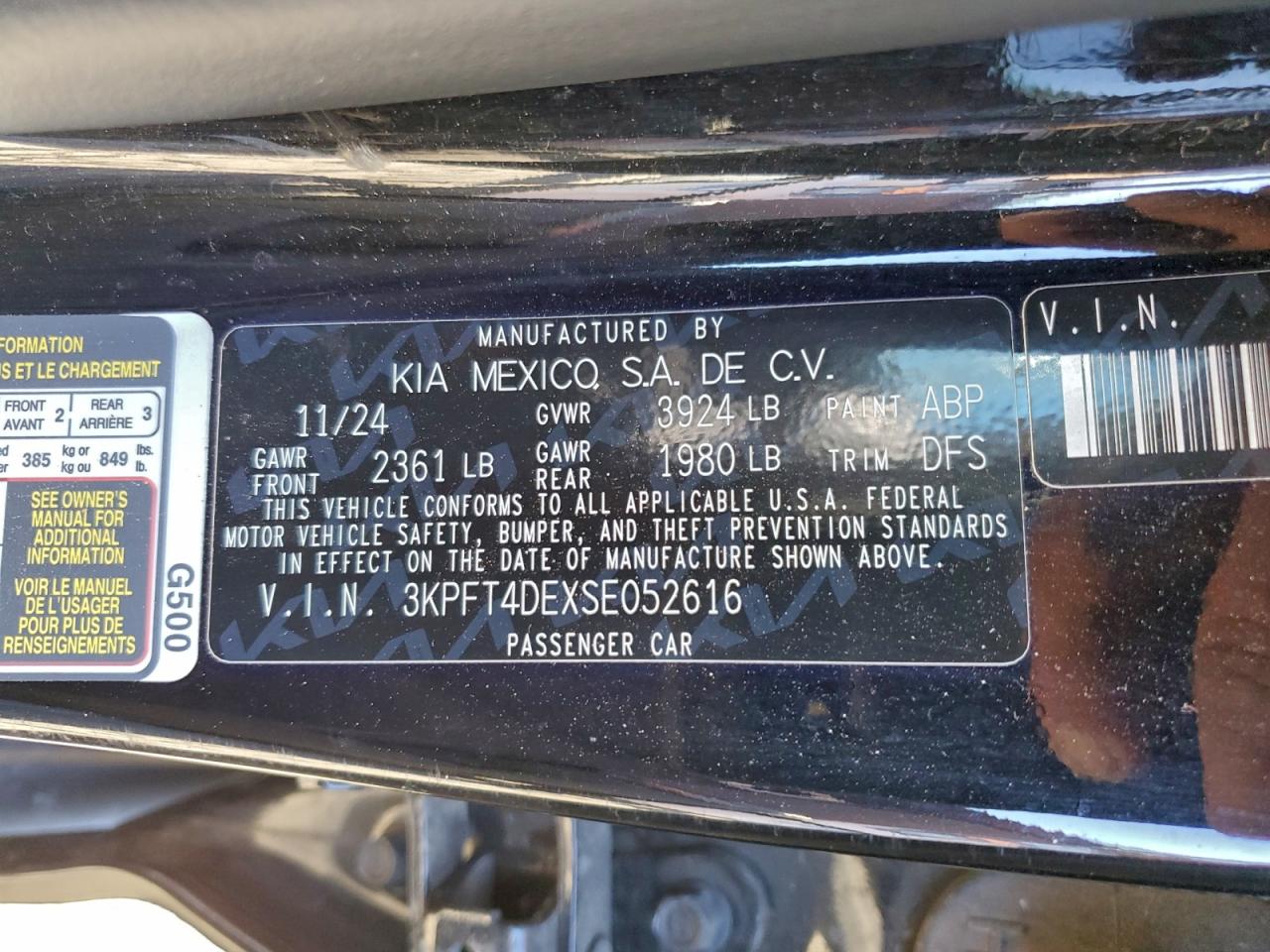 2025 Kia K4 Lx VIN: 3KPFT4DEXSE052616 Lot: 95700485