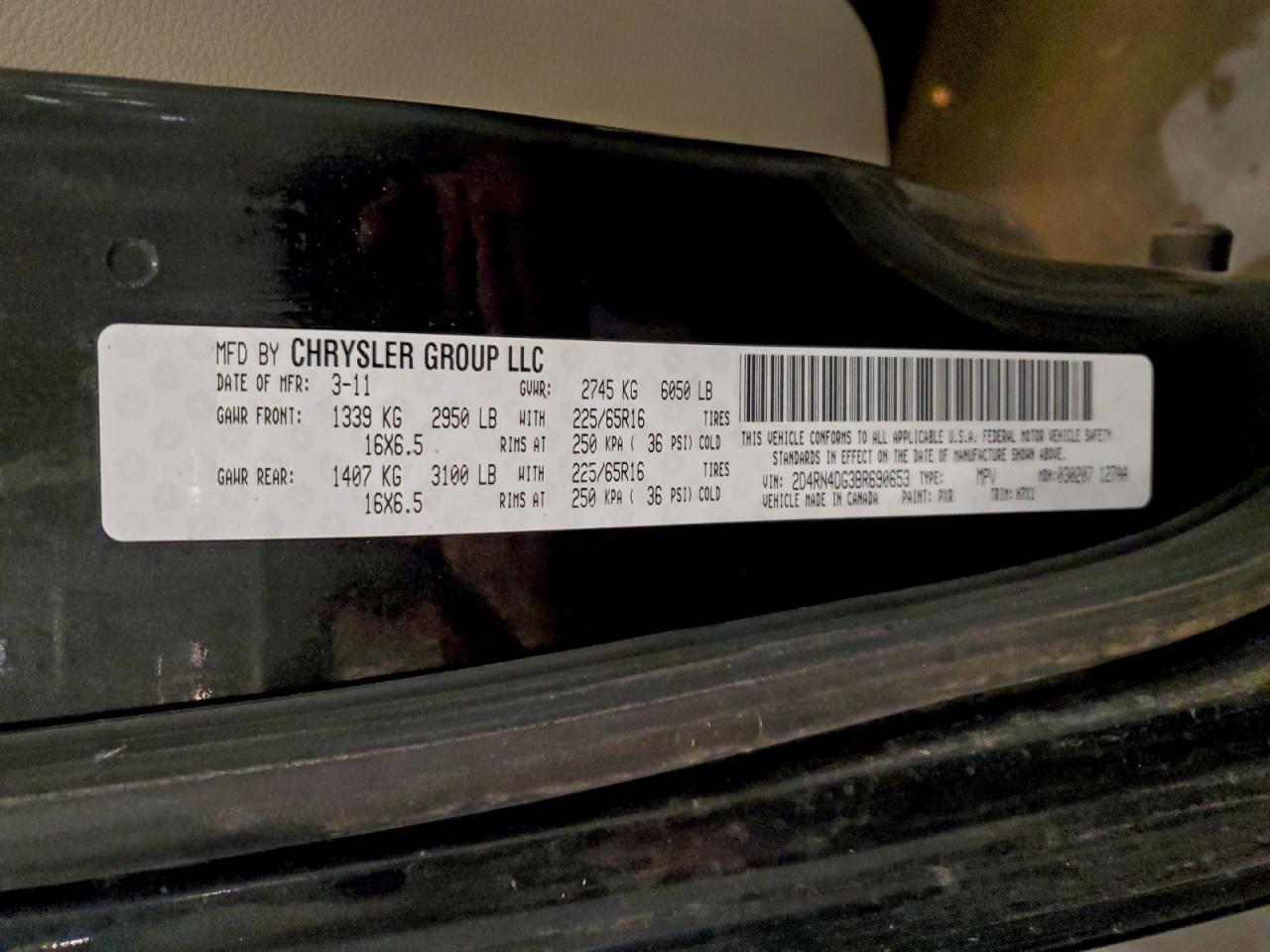 2011 Dodge Grand Caravan Express VIN: 2D4RN4DG3BR690653 Lot: 96273355