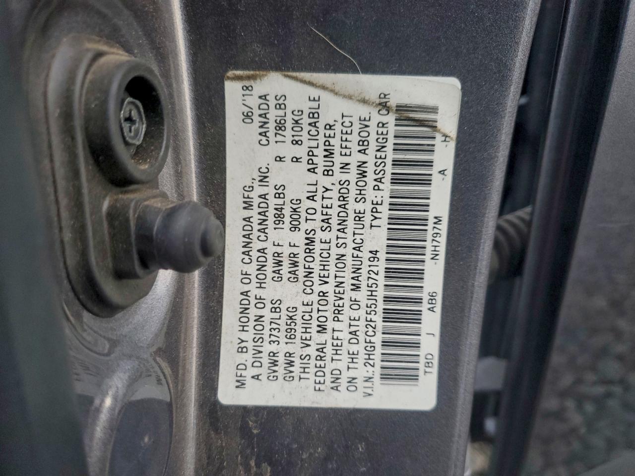 2018 Honda Civic Lx VIN: 2HGFC2F55JH572194 Lot: 96397925