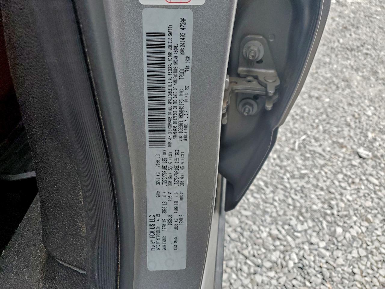 2019 Ram 1500 Rebel VIN: 1C6SRFLT0KN845175 Lot: 96777855