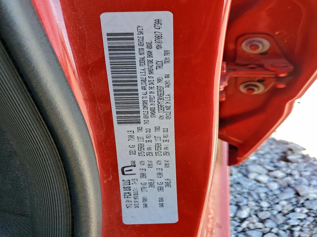 2019 Ram 1500 Big Horn/Lone Star VIN: 1C6SRFMT3KN922037 Lot: 96244995