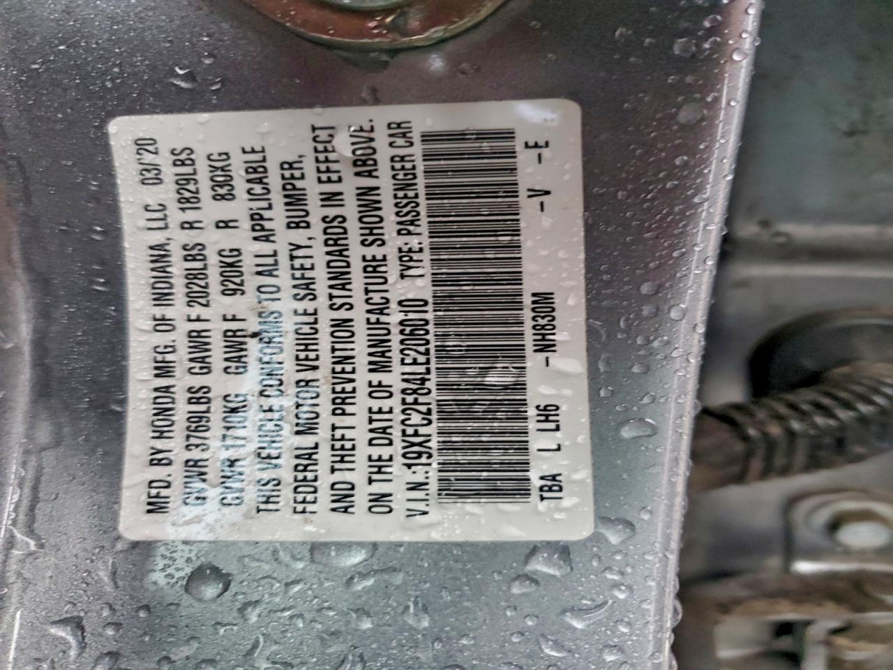 2020 Honda Civic Sport VIN: 19XFC2F84LE206010 Lot: 94807465