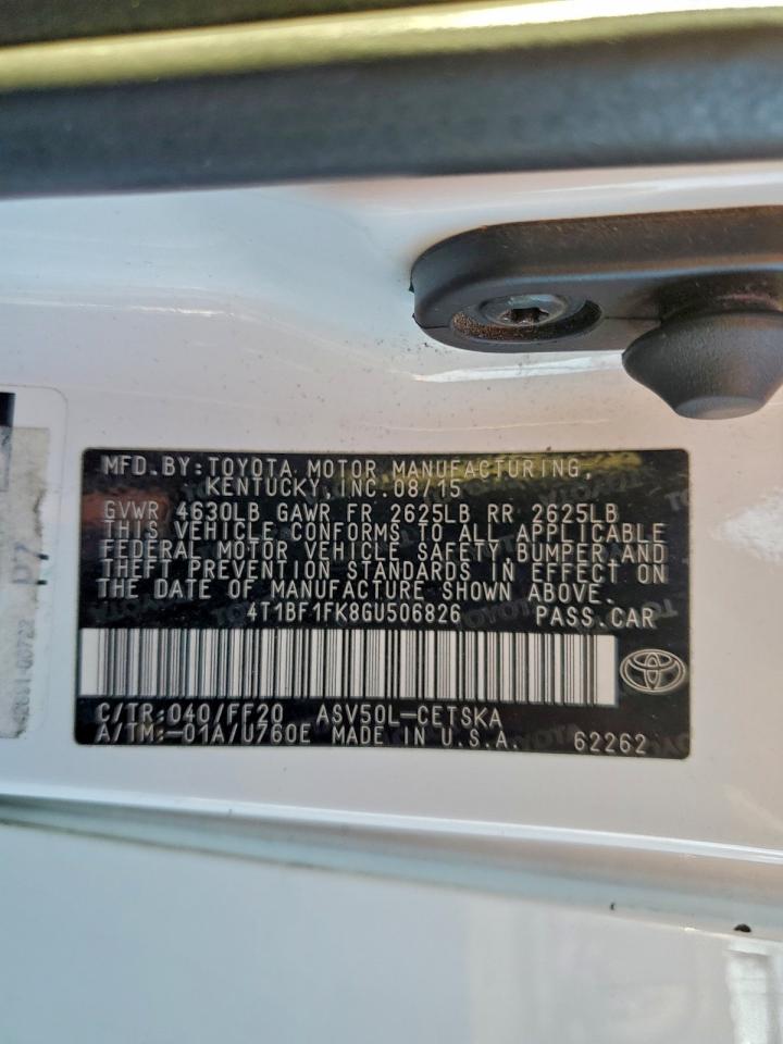 2016 Toyota Camry Le VIN: 4T1BF1FK8GU506826 Lot: 95447295