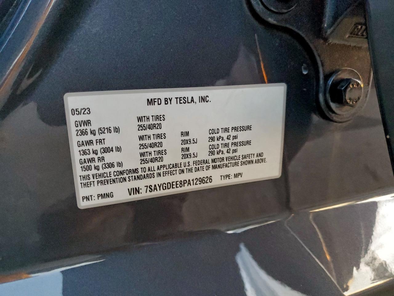 2023 Tesla Model Y VIN: 7SAYGDEE8PA129626 Lot: 94814785