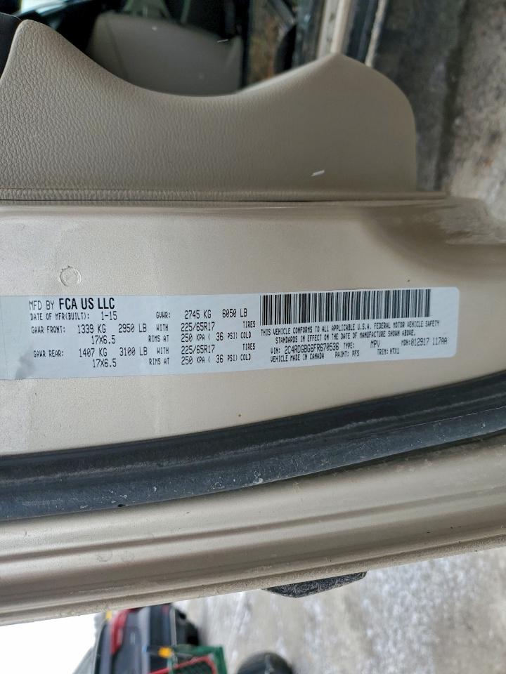 2015 Dodge Grand Caravan Se VIN: 2C4RDGBG6FR670536 Lot: 96202215