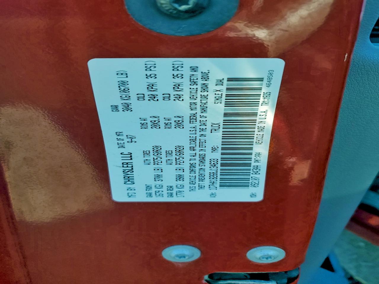 2008 Dodge Ram 1500 St VIN: 1D7HA18268J134633 Lot: 95744175