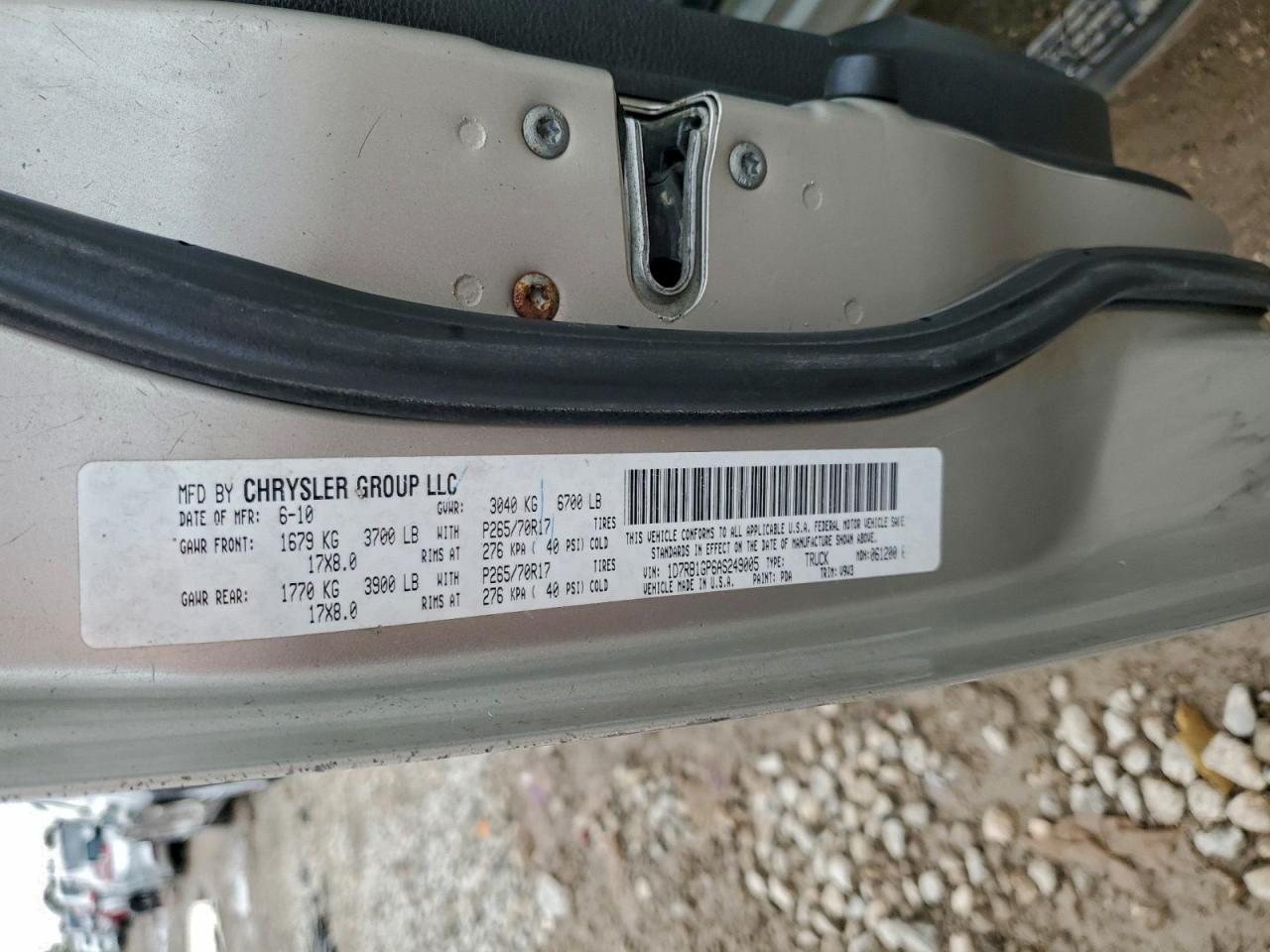 2010 Dodge Ram 1500 VIN: 1D7RB1GP6AS249005 Lot: 95073855