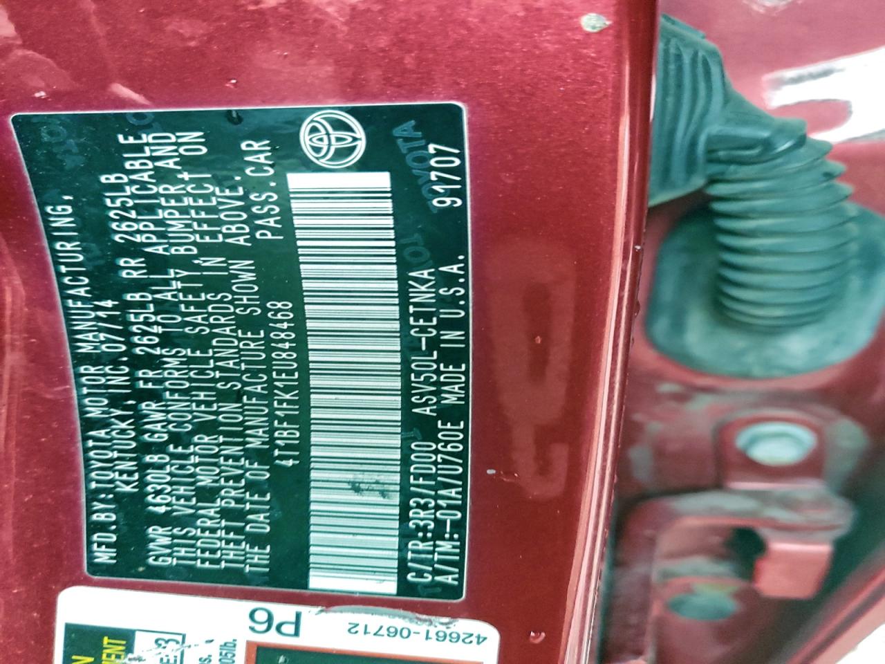 2014 Toyota Camry L VIN: 4T1BF1FK1EU848468 Lot: 95898925