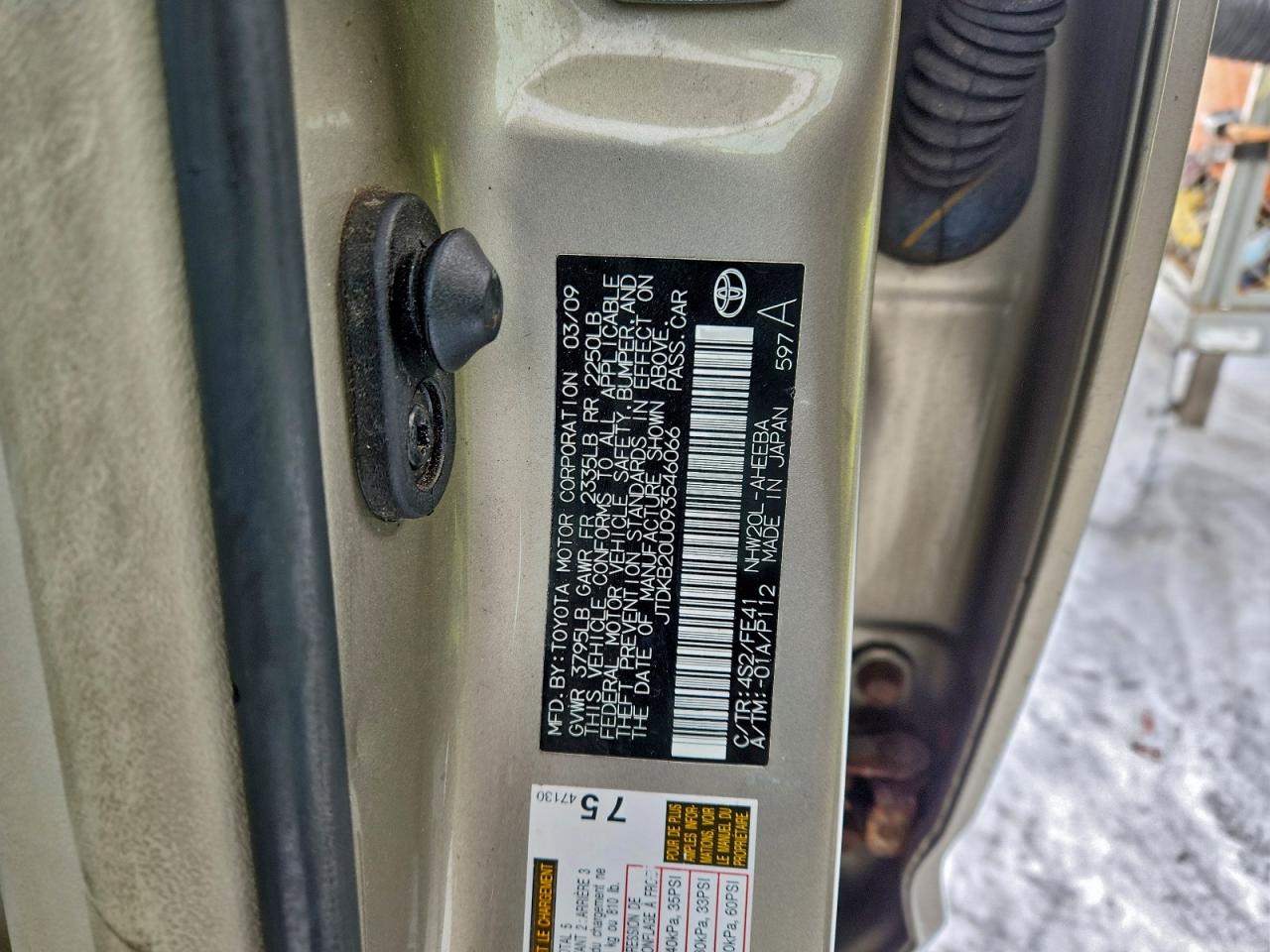 2009 Toyota Prius VIN: JTDKB20U093546066 Lot: 96289515