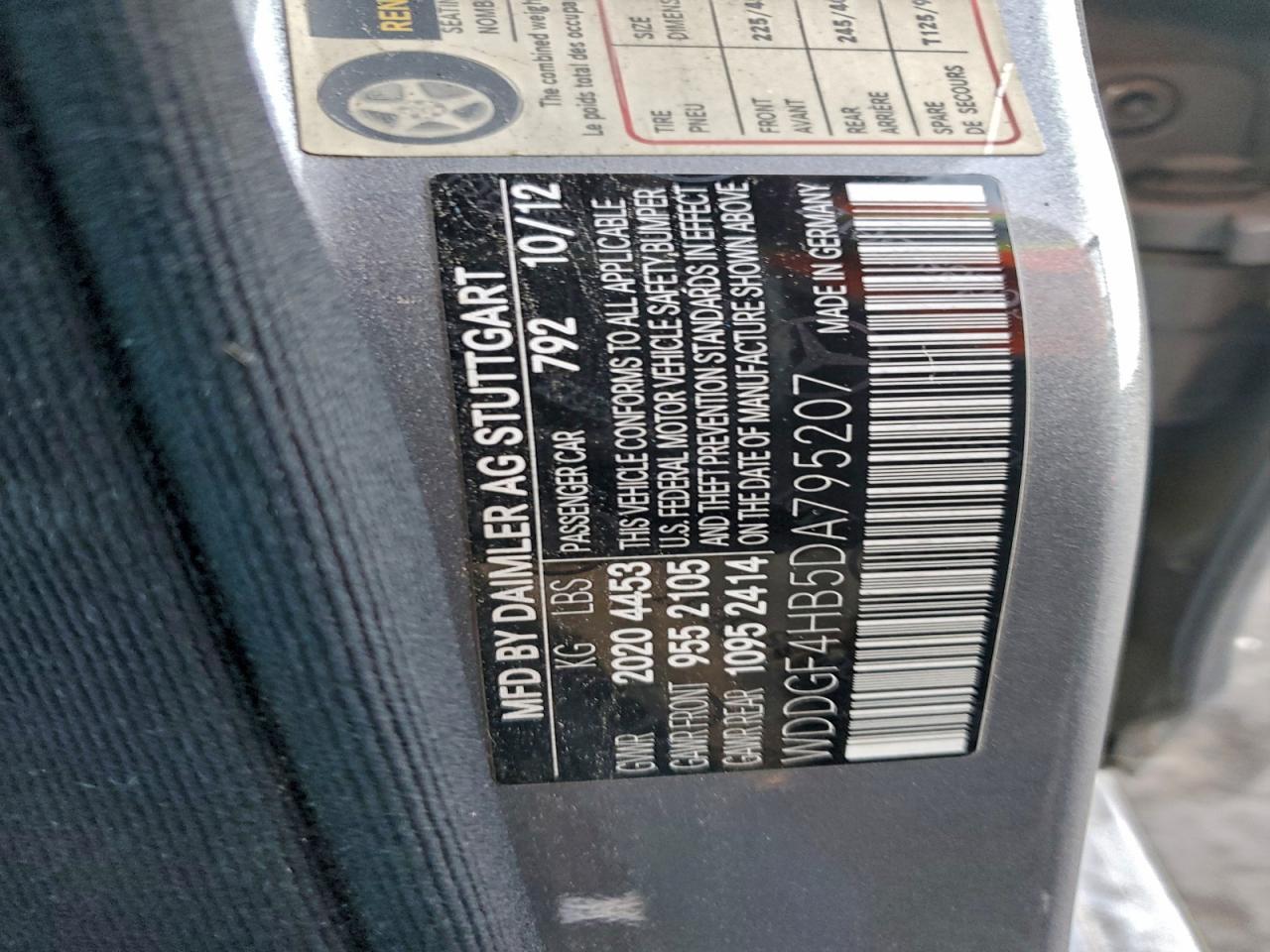 2013 Mercedes-Benz C 250 VIN: WDDGF4HB5DA795207 Lot: 94513955