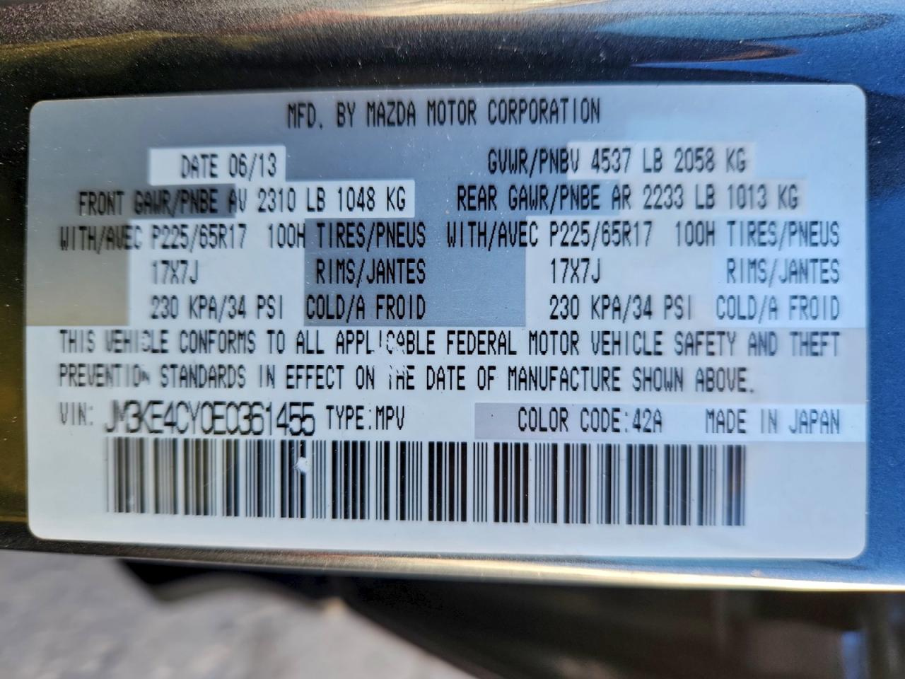 2014 Mazda Cx-5 Touring VIN: JM3KE4CY0E0361455 Lot: 94248745