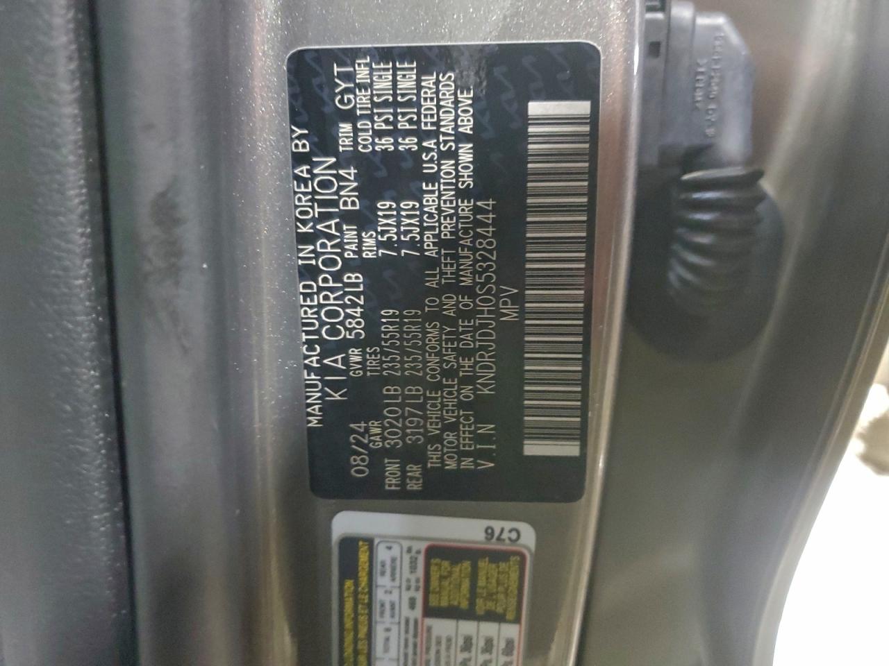 2025 Kia Sorento Ex VIN: KNDRJDJH0S5328444 Lot: 94963375