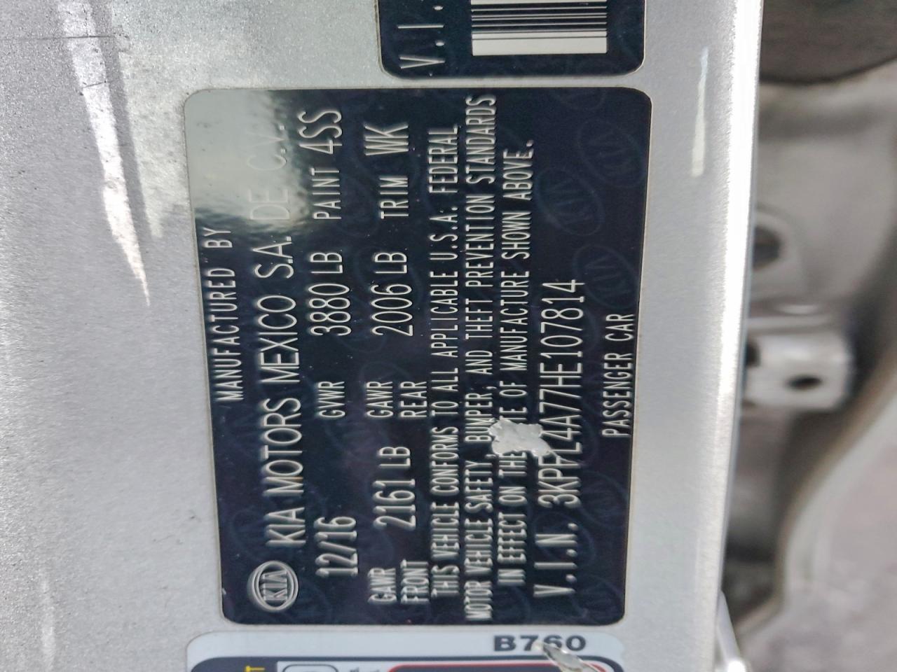 2017 Kia Forte Lx VIN: 3KPFL4A77HE107814 Lot: 93650335