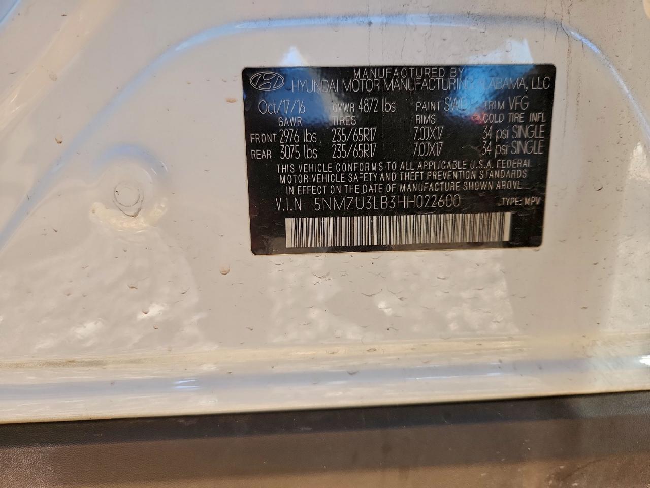 2017 Hyundai Santa Fe Sport VIN: 5NMZU3LB3HH022600 Lot: 94512495