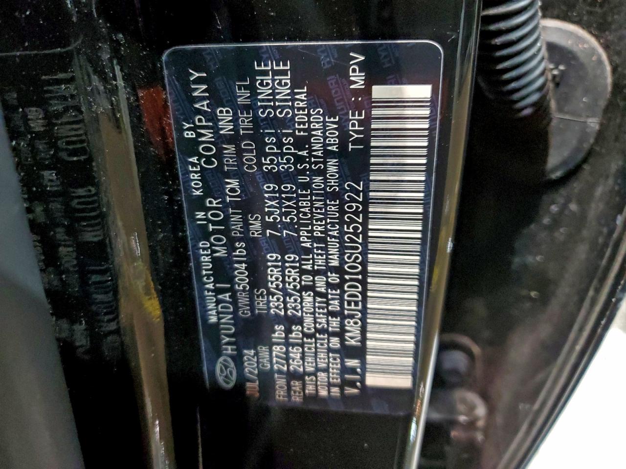 2025 Hyundai Tucson Limited VIN: KM8JEDD10SU252922 Lot: 93600705