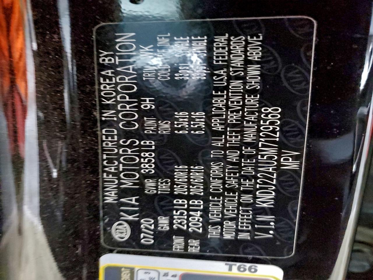 2021 Kia Soul Lx VIN: KNDJ22AU5M7129568 Lot: 96306195