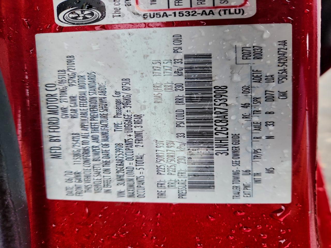 2010 Lincoln Mkz VIN: 3LNHL2GC8AR753908 Lot: 94502325