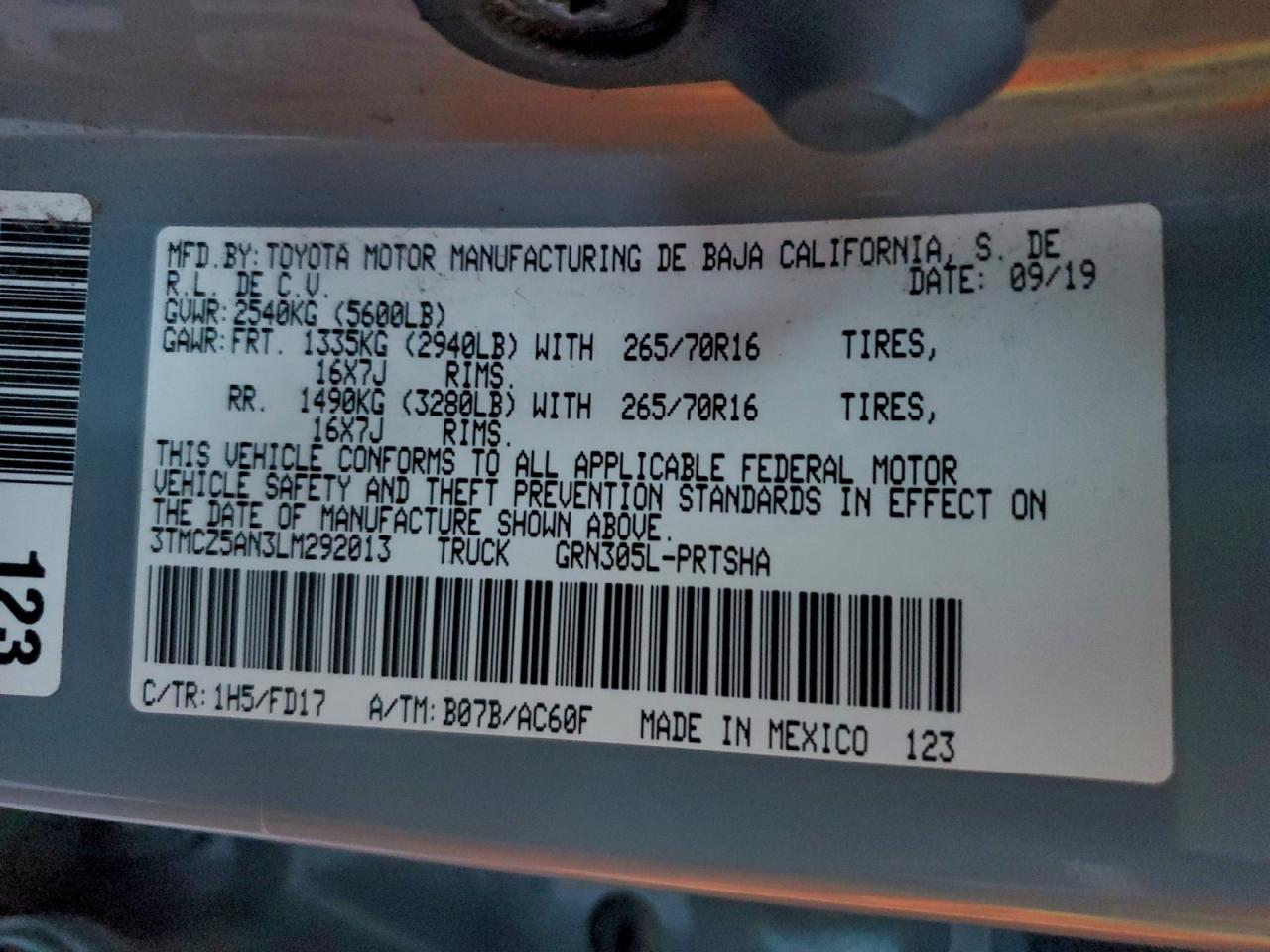 2020 Toyota Tacoma Double Cab VIN: 3TMCZ5AN3LM292013 Lot: 94898895