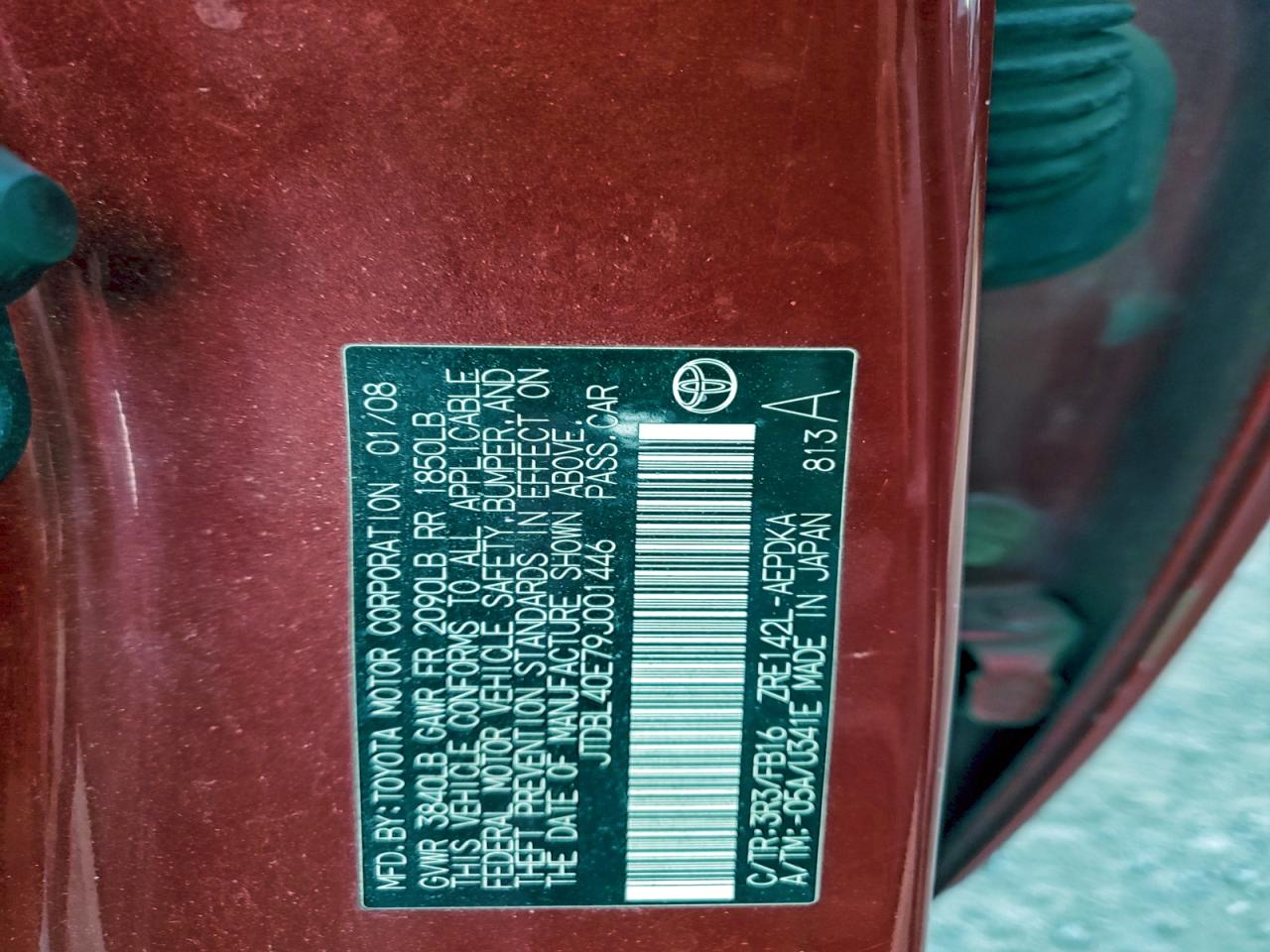 2009 Toyota Corolla Base VIN: JTDBL40E79J001446 Lot: 95333705