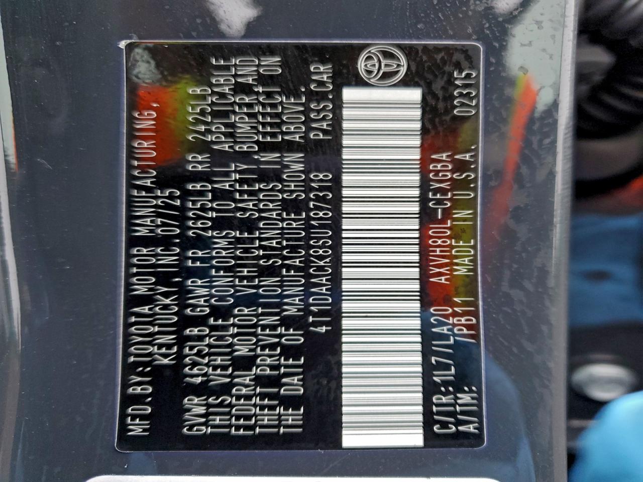 2025 Toyota Camry Xse VIN: 4T1DAACK8SU187318 Lot: 95272135