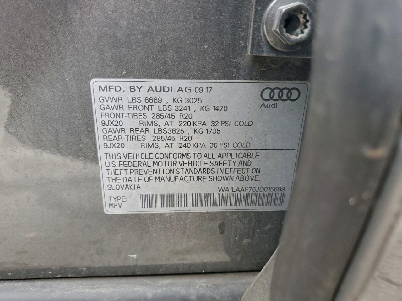 2018 Audi Q7 Premium Plus VIN: WA1LAAF76JD015689 Lot: 95926945