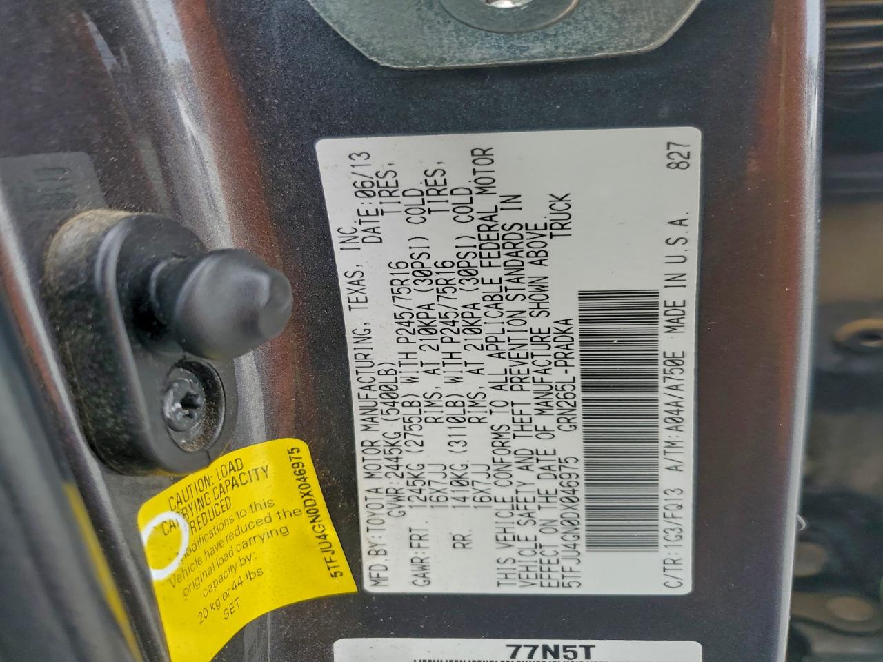 2013 Toyota Tacoma Double Cab Prerunner VIN: 5TFJU4GN0DX046975 Lot: 94386095