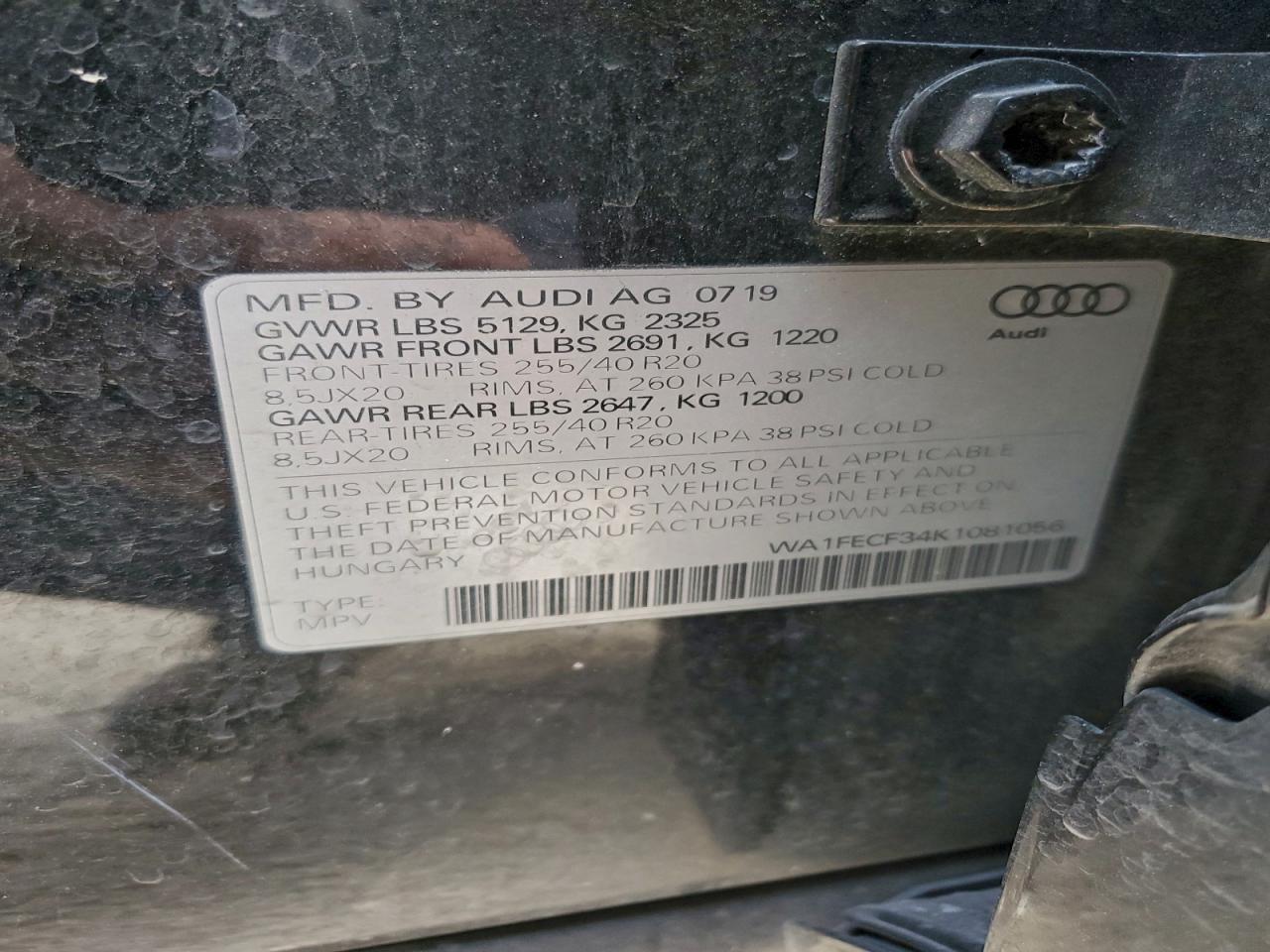 2019 Audi Q3 Prestige S-Line VIN: WA1FECF34K1081056 Lot: 95291885