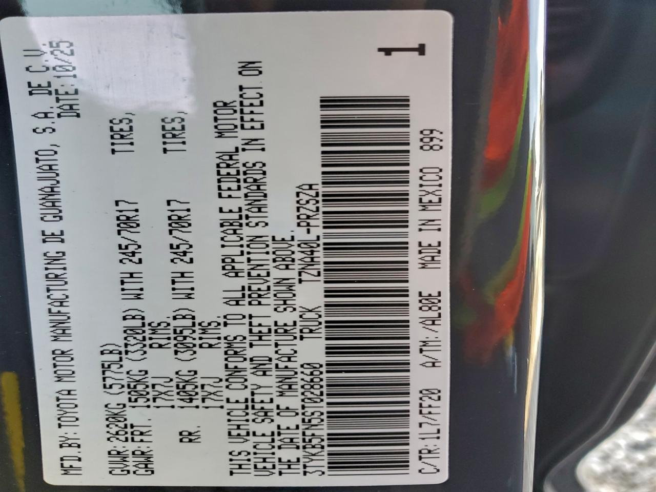 2025 Toyota Tacoma Double Cab VIN: 3TYKB5FN5ST028660 Lot: 96536975