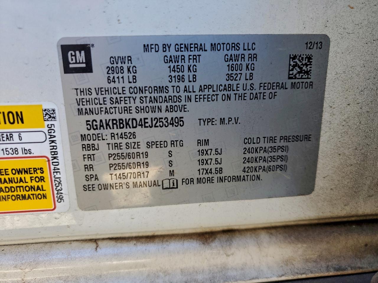 2014 Buick Enclave VIN: 5GAKRBKD4EJ253495 Lot: 96787195