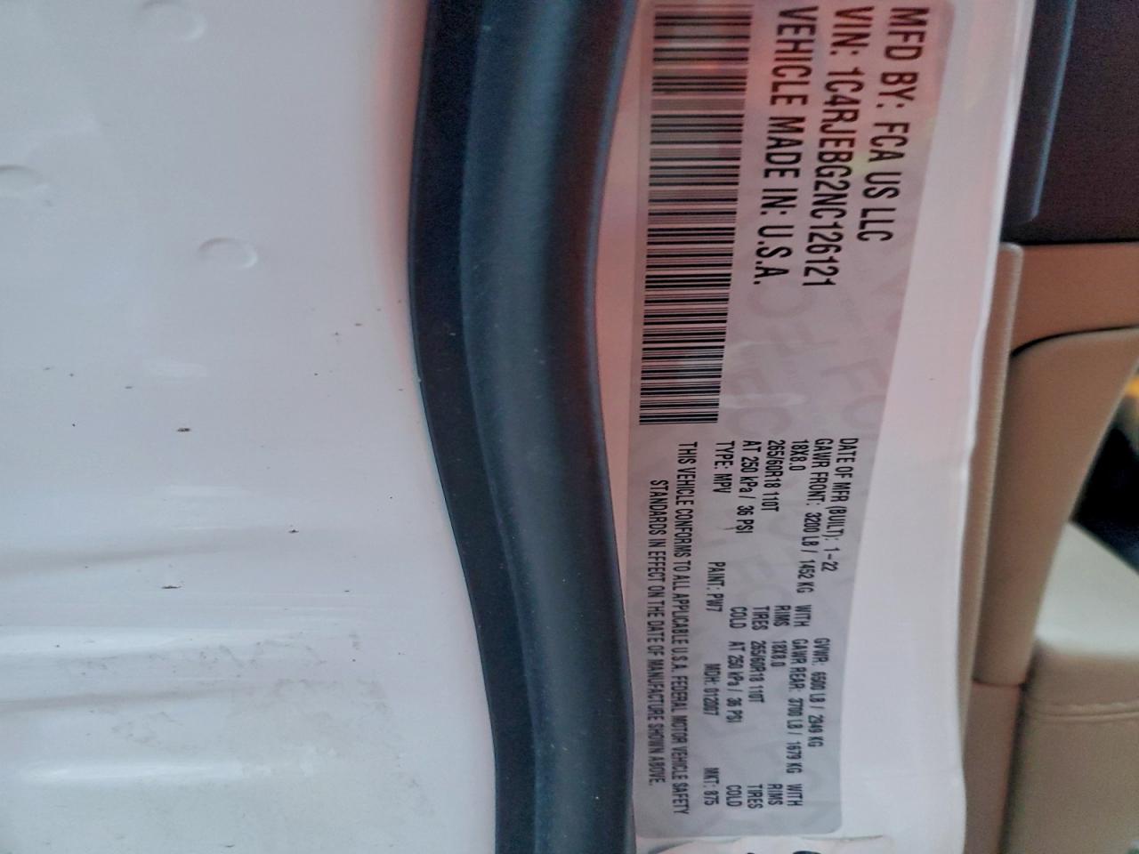 2022 Jeep Grand Cherokee Limited VIN: 1C4RJEBG2NC126121 Lot: 94162435