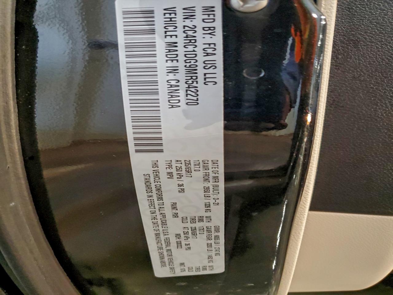 2021 Chrysler Voyager Lxi VIN: 2C4RC1DG9MR542270 Lot: 96532705