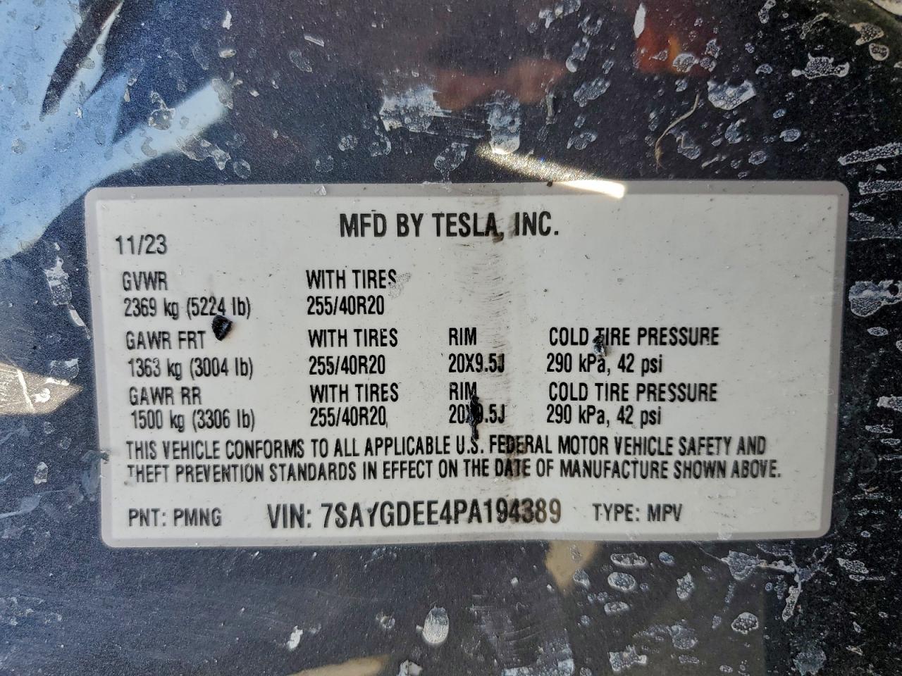 2023 Tesla Model Y VIN: 7SAYGDEE4PA194389 Lot: 94501375