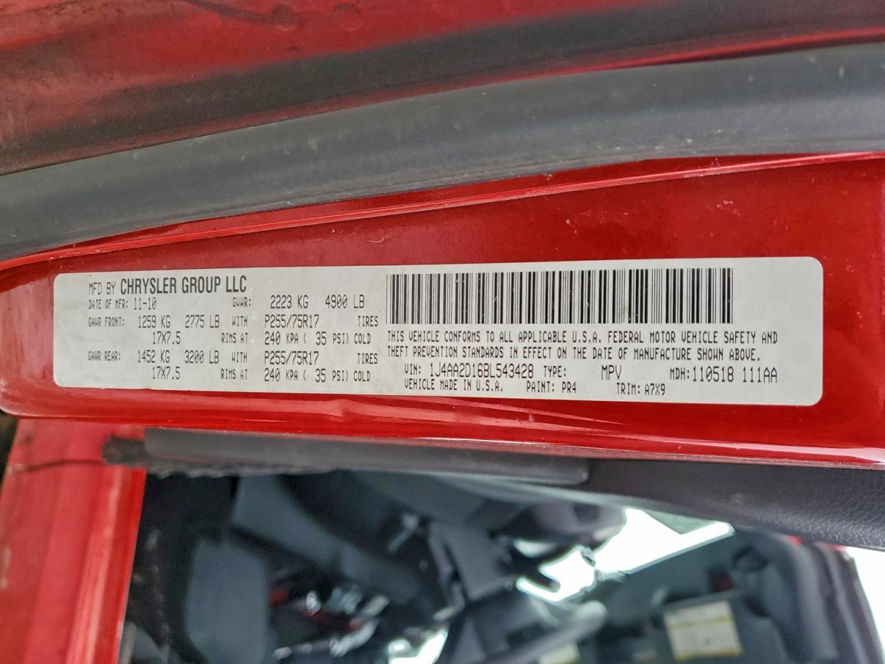 2011 Jeep Wrangler Sport VIN: 1J4AA2D16BL543428 Lot: 93988695