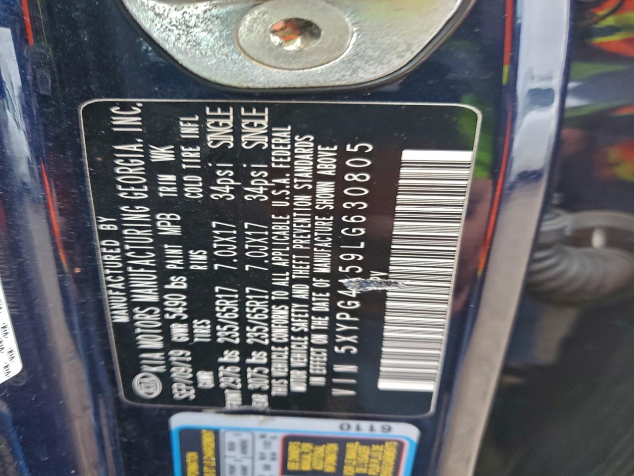 2020 Kia Sorento S VIN: 5XYPG4A59LG630805 Lot: 94890085