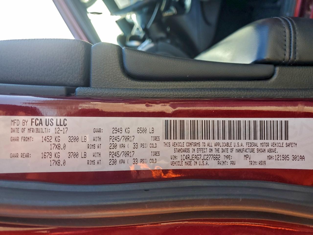 2018 Jeep Grand Cherokee Laredo VIN: 1C4RJEAG7JC277662 Lot: 94761505