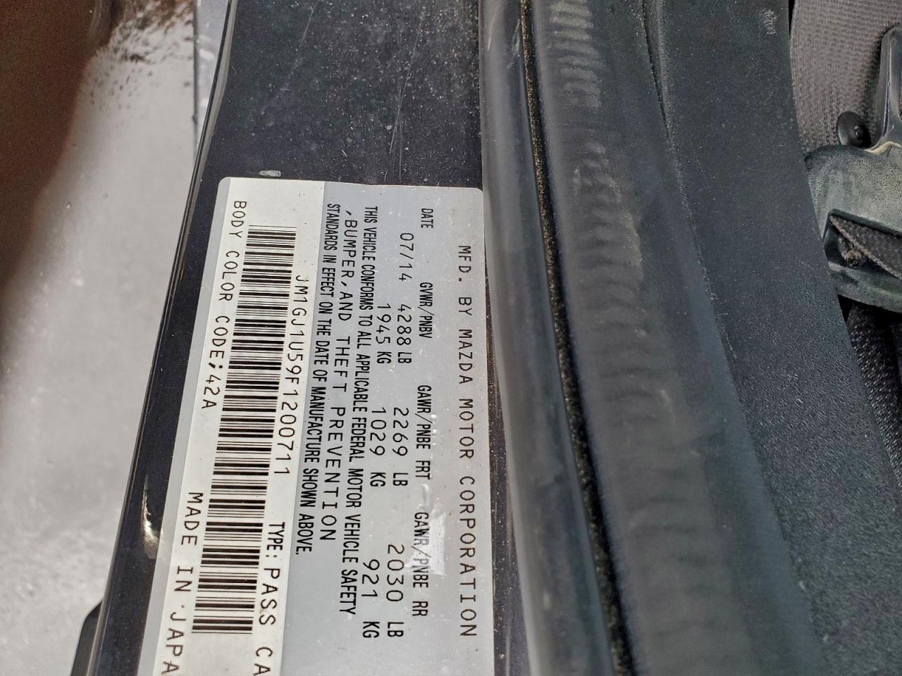 2015 Mazda 6 Sport VIN: JM1GJ1U59F1200711 Lot: 94788425