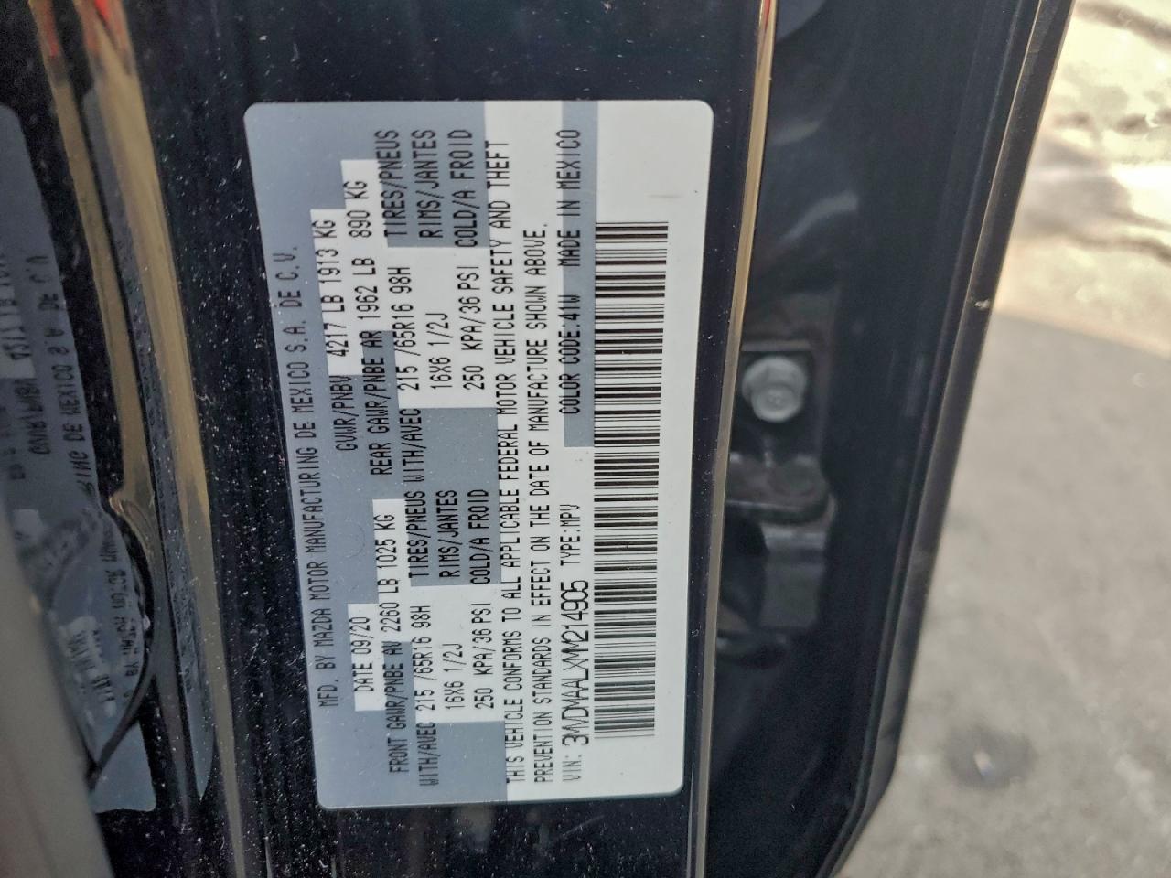 2021 Mazda Cx-30 VIN: 3MVDMAALXMM214905 Lot: 94729295