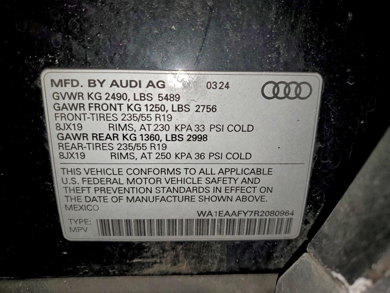 2024 Audi Q5 Premium Plus 45 VIN: WA1EAAFY7R2080964 Lot: 96359895