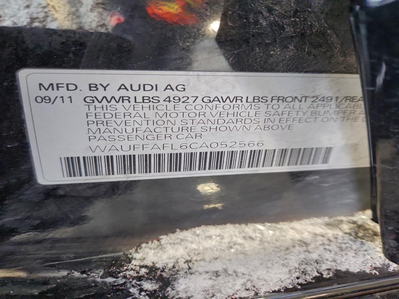 2012 Audi A4 Premium Plus VIN: WAUFFAFL6CA052566 Lot: 94756885