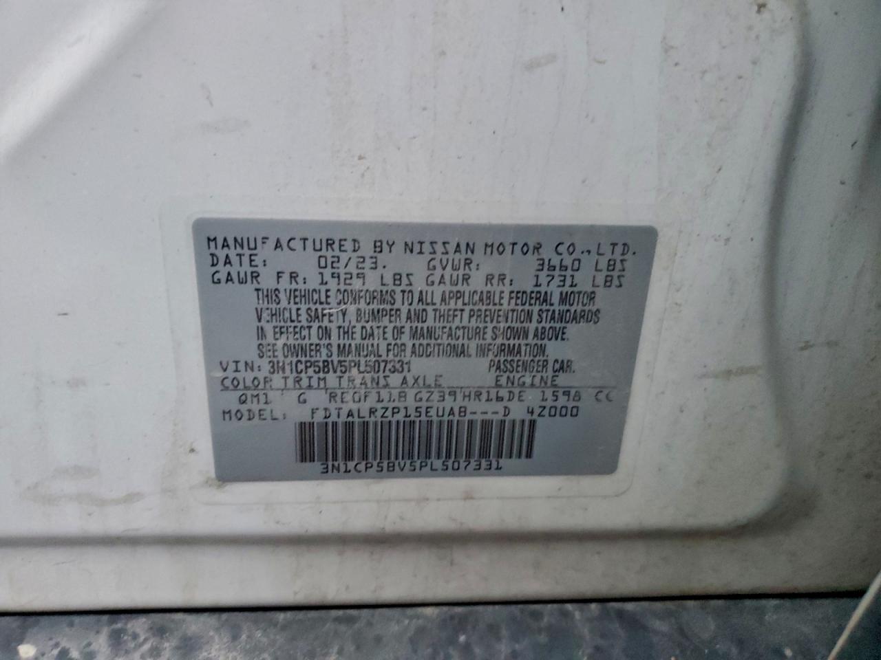 2023 Nissan Kicks S VIN: 3N1CP5BV5PL507331 Lot: 94970025