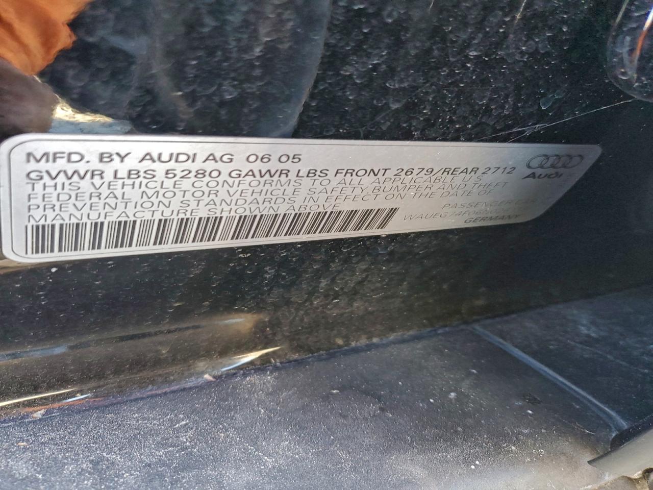 2006 Audi A6 S-Line 3.2 Quattro VIN: WAUEG74F06N026115 Lot: 95115275